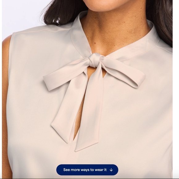 Sanctuary Tie Neck Satin Shell Top Sleeveless - Picture 2 of 7